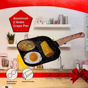 Non-Stick Easy Clean Black Aluminum Cooking Pan with Cool, Wooden Handle NWT